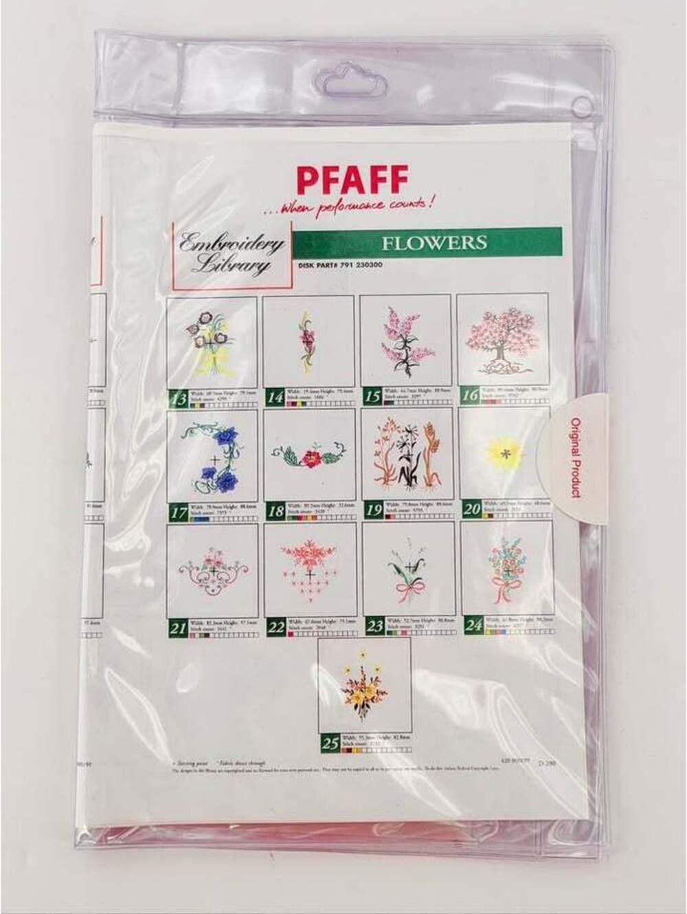 Pfaff Embroidery Library Flowers Disk Part# 791 230300